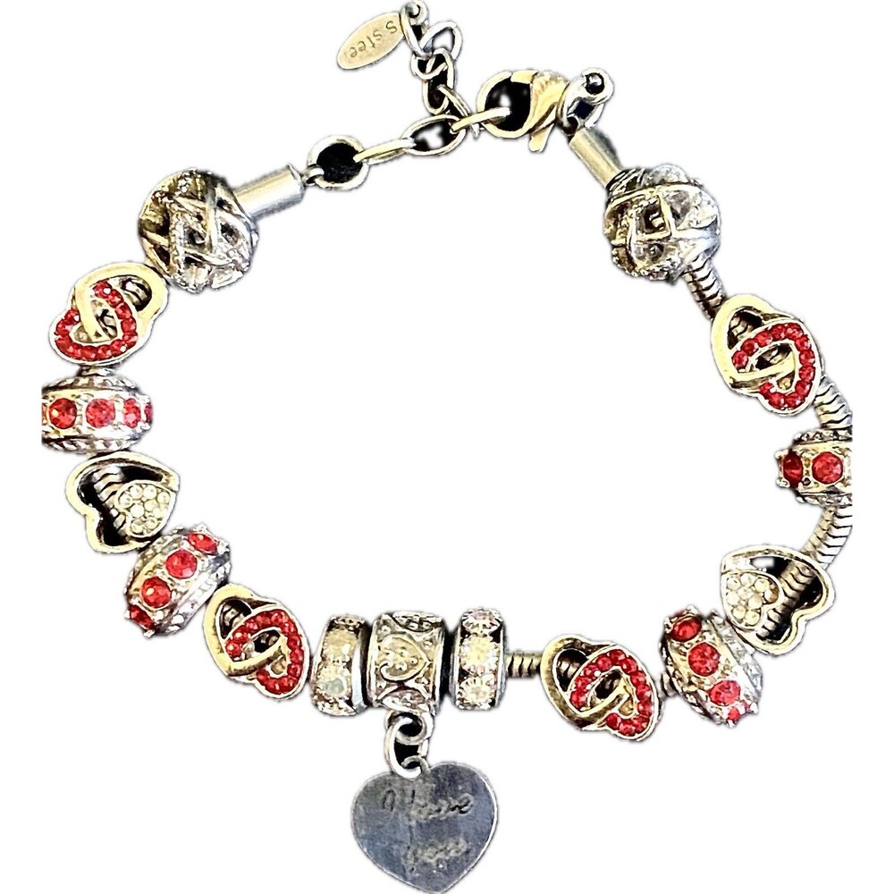 Bella’s Yard Stainless Heart Bracelet – I Love You Loaded Charm Bracelet